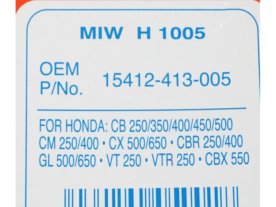 Vänster sida på Oljefilter från en Honda CX 500 -1982 motorcykel.