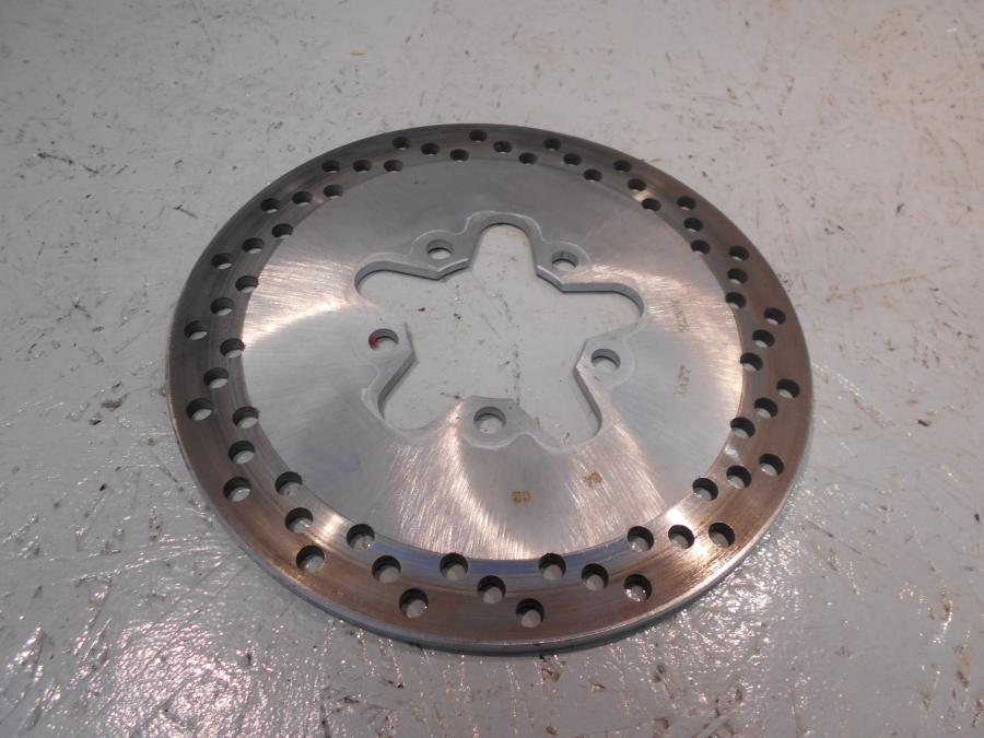 Baksidan på Bromsskiva från en Kawasaki Ninja H2 -2018 motorcykel.