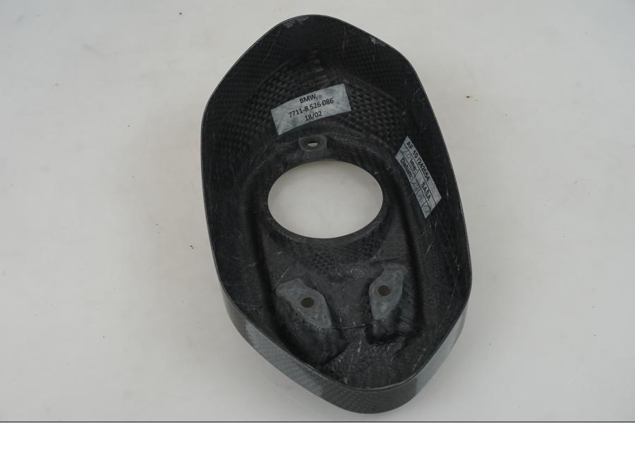 Snett uppifrån på Ljuddämpardekor från en BMW S 1000 RR -2016 motorcykel.