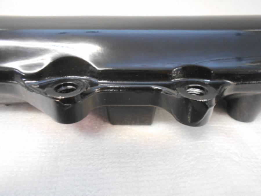 Snett uppifrån på Gaffelben från en H-D Softail Breakout FXSB -2015 motorcykel.