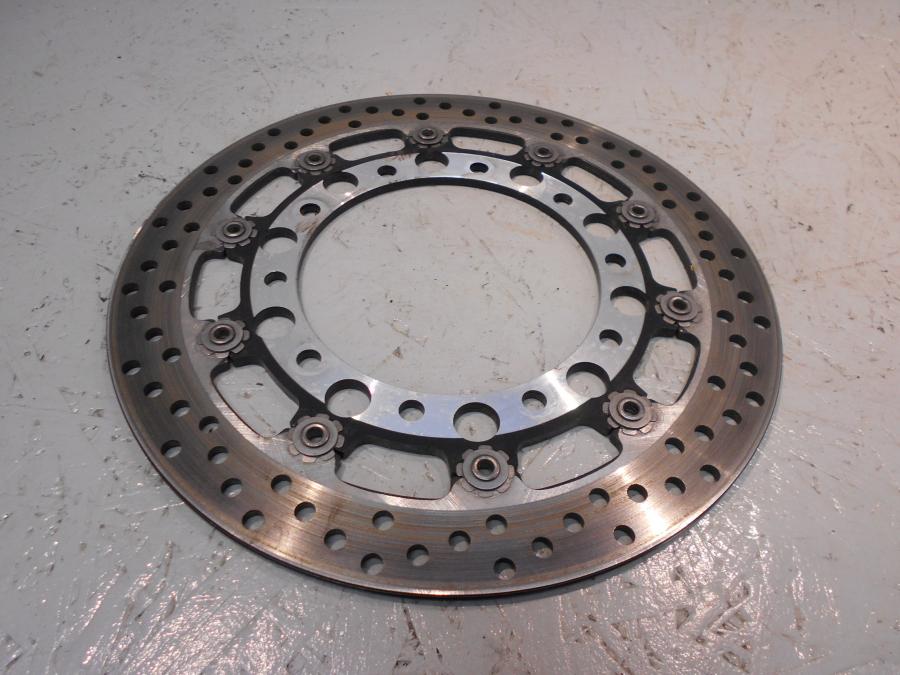 Baksidan på Bromsskiva från en Kawasaki Ninja H2 -2018 motorcykel.