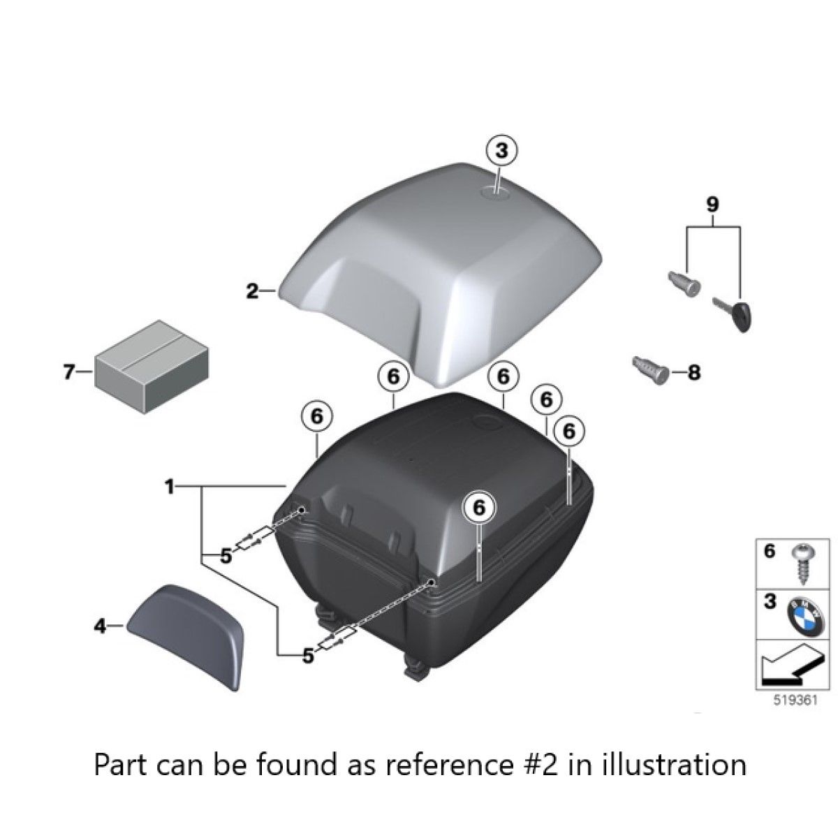 Ytterskal Vit till BMW Topbox 30L