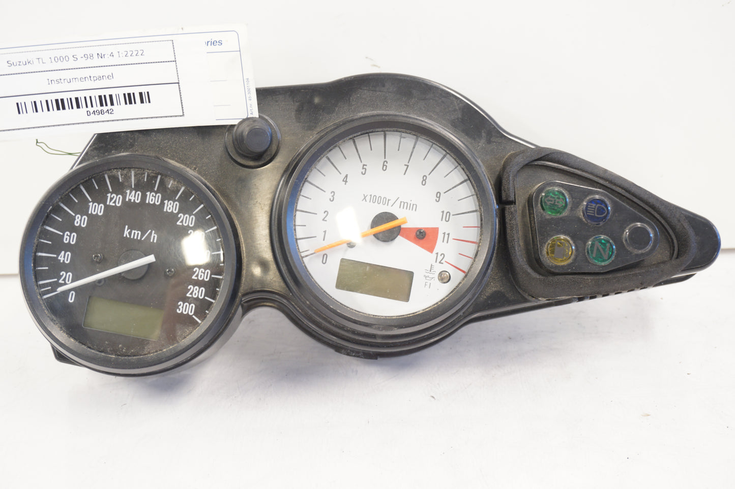 Framsidan på Instrumentpanel från en Suzuki TL 1000 S -1998 motorcykel.