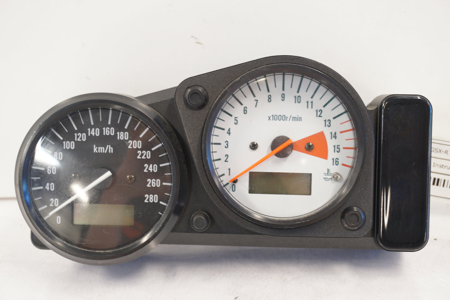 Framsidan på Instrumentpanel från en Suzuki GSX-R 600 -1999 motorcykel.