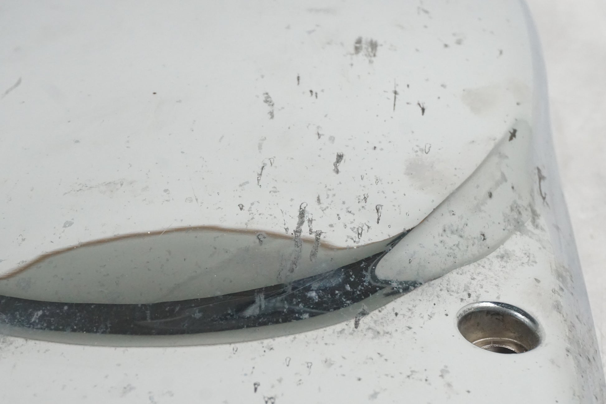 Snett uppifrån på Motorkåpa från en Kawasaki VN 1600 -2006 motorcykel.