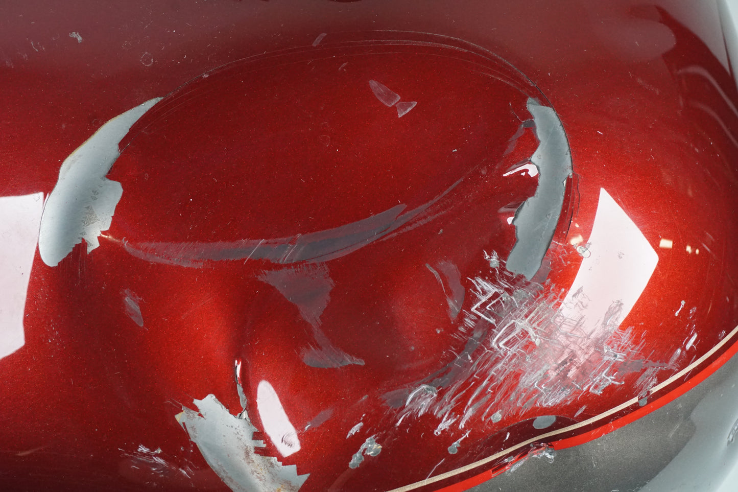 Snett uppifrån på Bensintank från en H-D Touring Ultra Classic FLHTCU/I -2009 motorcykel.