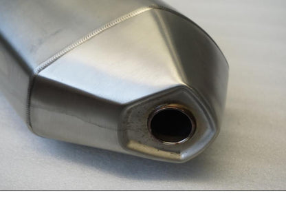 Snett uppifrån på Ljuddämpare från en KTM 690 Enduro -2011 motorcykel.