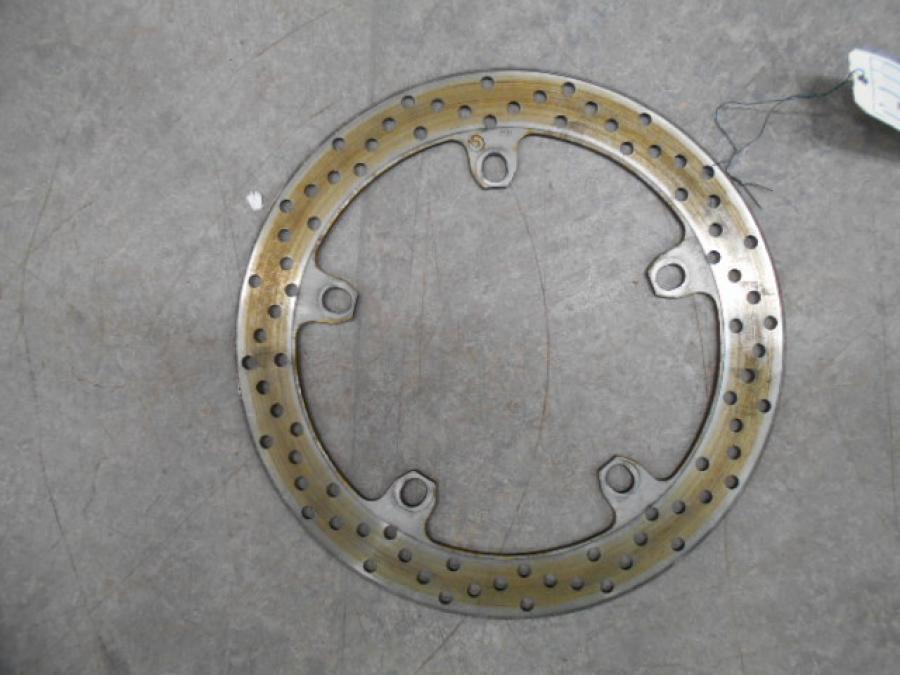 Baksidan på Bromsskiva från en BMW F 800 S -2009 motorcykel.