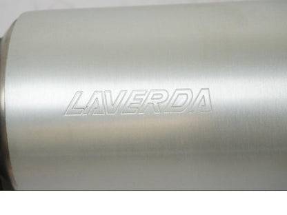 Snett nerifrån på Ljuddämpare från en Laverda 668 ghost -1998 motorcykel.