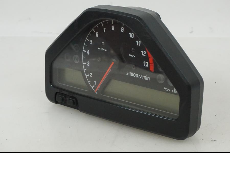 Snett uppifrån på Instrumentpanel från en Honda CBR 1000 -2005 motorcykel.