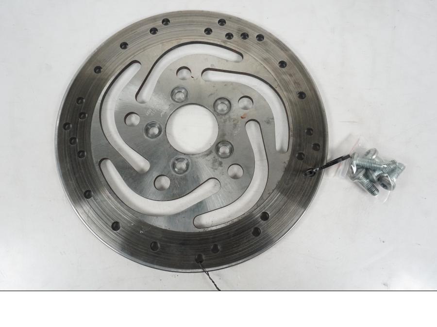 Framsidan på Bromsskiva från en H-D Softail FXCW Rocker -2008 motorcykel.