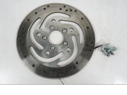 Framsidan på Bromsskiva från en H-D Softail FXCW Rocker -2008 motorcykel.