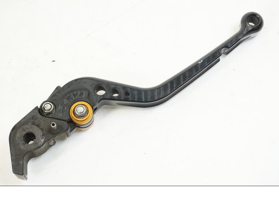 Snett uppifrån på Broms och kopplingsgrepp från en Ducati Streetfighter S -2011 motorcykel.