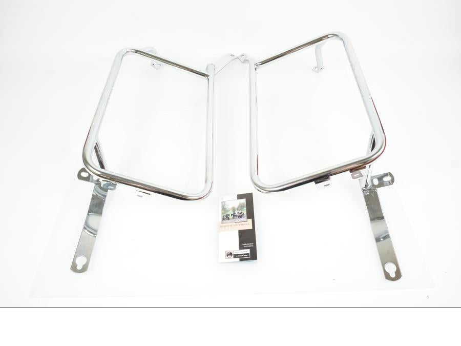 Baksidan på Sidoväskhållare från en BMW R 850 R -2002 motorcykel.