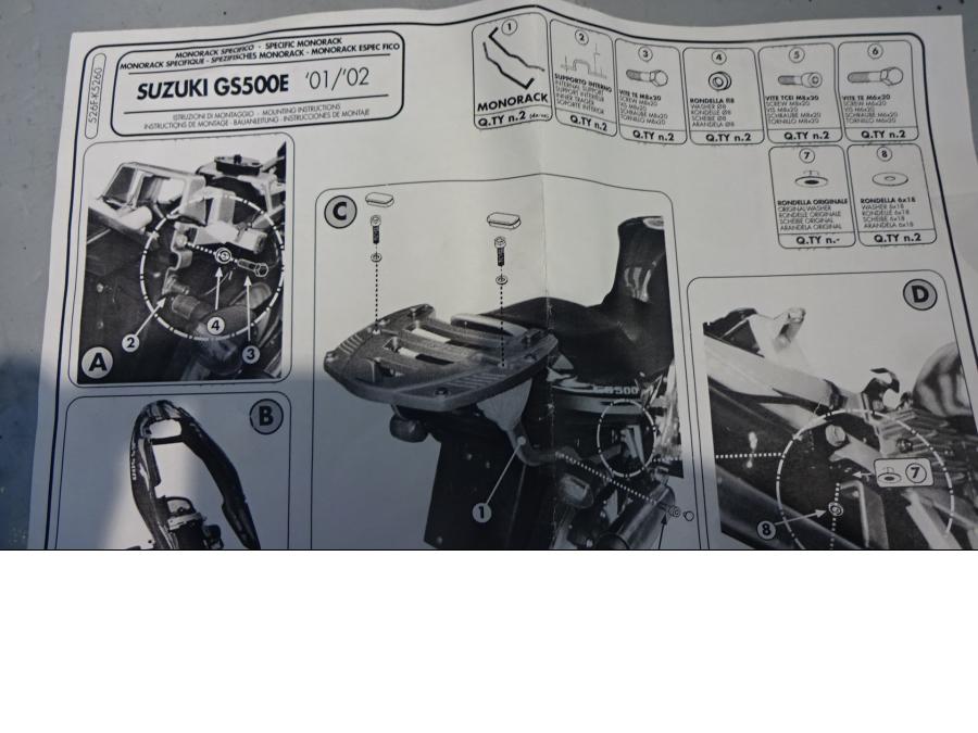 Höger sida på Pakethållare från en Suzuki GS 500 -2001 motorcykel.