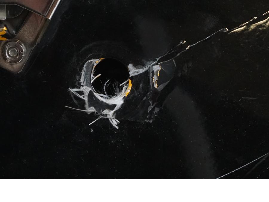 Snett uppifrån på Sidoväska från en H-D Touring Road King Custom FLHRSI -2004 motorcykel.