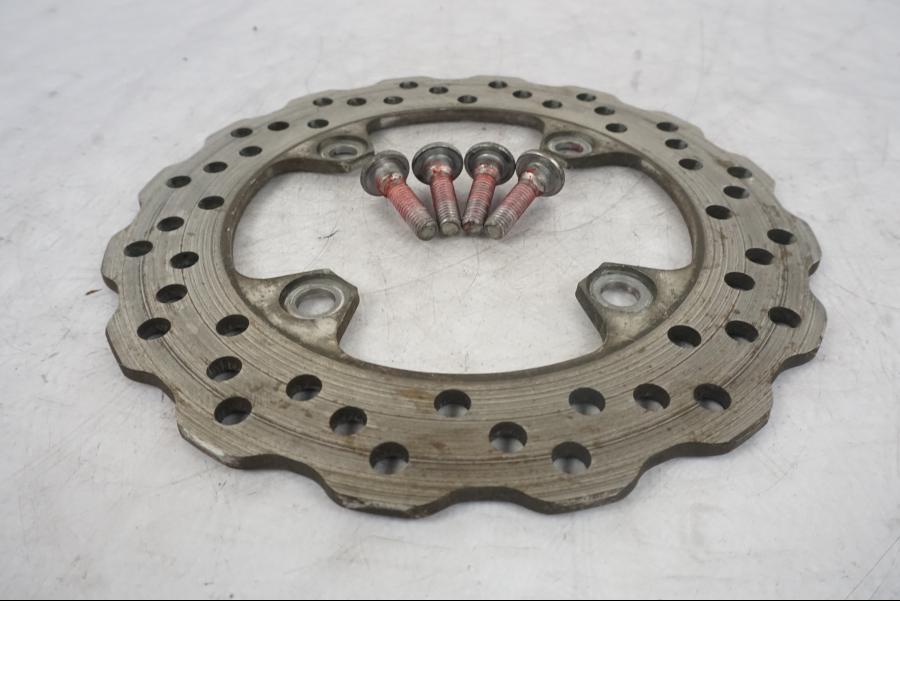 Baksidan på Bromsskiva från en Kawasaki ER-6N -2008 motorcykel.