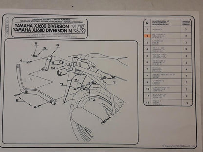Baksidan på Topboxfäste från en Yamaha XJ 600 Diversion -2002 motorcykel.