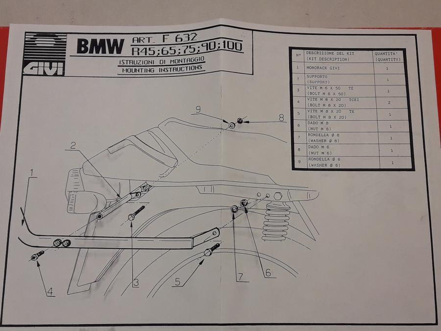 Baksidan på Topboxfäste från en BMW R 90 -2010 motorcykel.