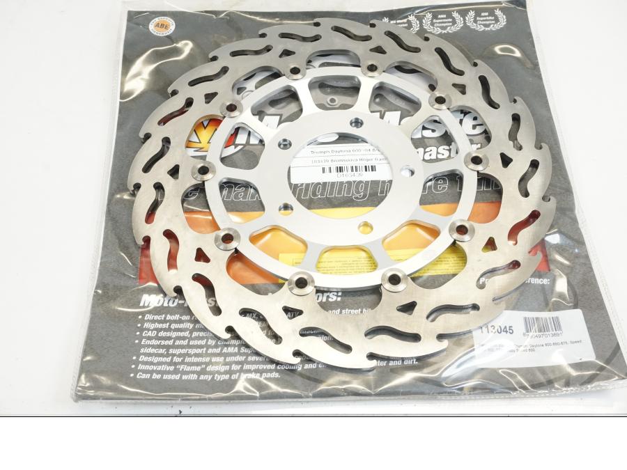 Framsidan på Bromsskiva från en Triumph Daytona 600 -2004 motorcykel.