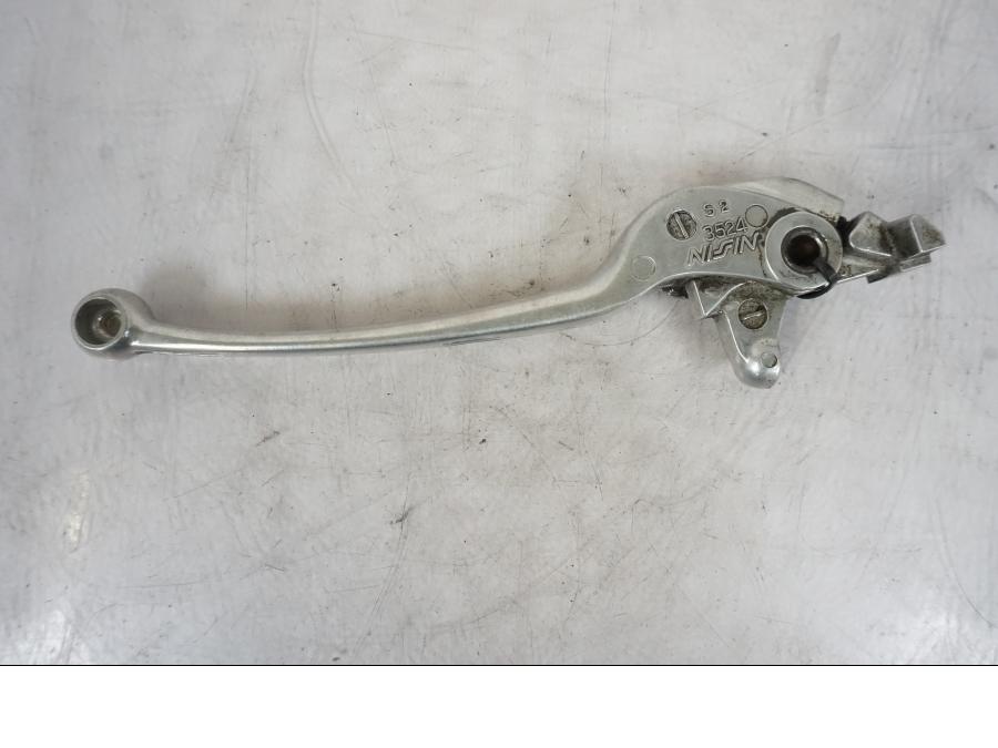 Snett uppifrån på Bromsgrepp från en Kawasaki ER-6F -2010 motorcykel.