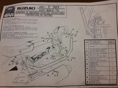 Baksidan på Topboxfäste från en Suzuki GSX-R 1100 -1993 motorcykel.
