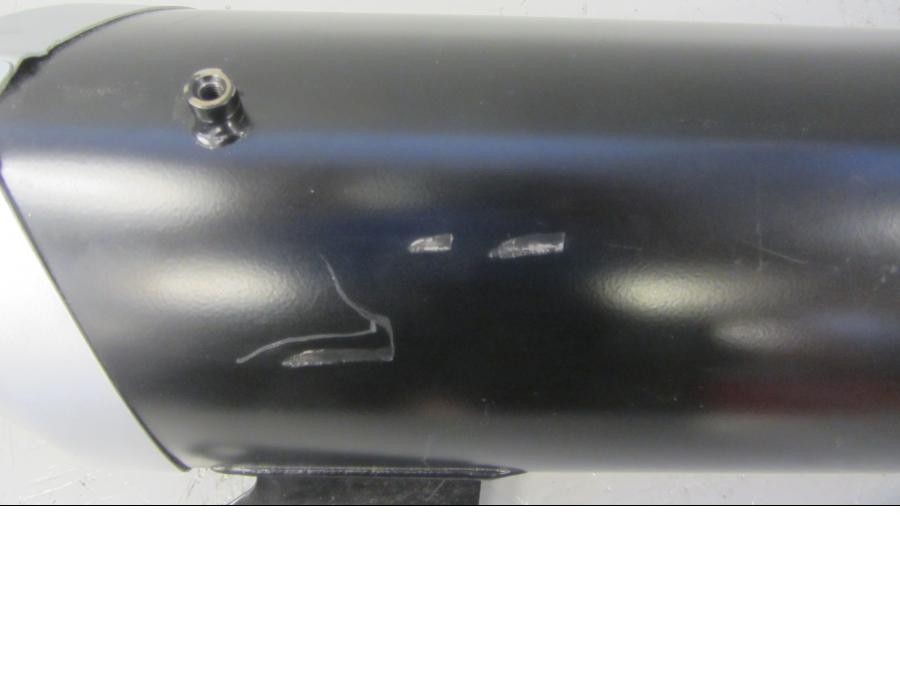Baksidan på Ljuddämpare från en Kawasaki Z 750 -2011 motorcykel.