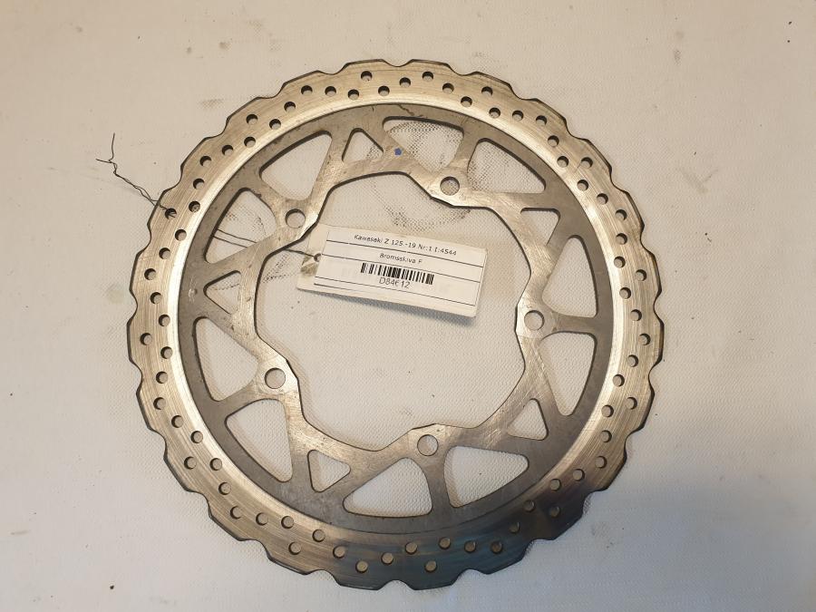 Framsidan på Bromsskiva från en Kawasaki Z 125 -2019 motorcykel.