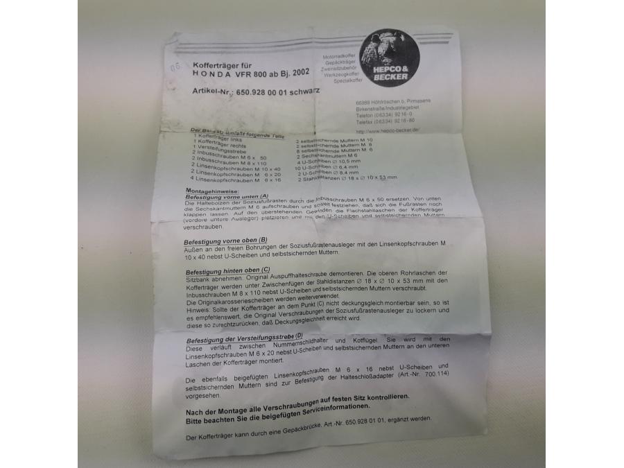 Höger sida på Sidoväskhållare från en Honda VFR 800 -2002 motorcykel.