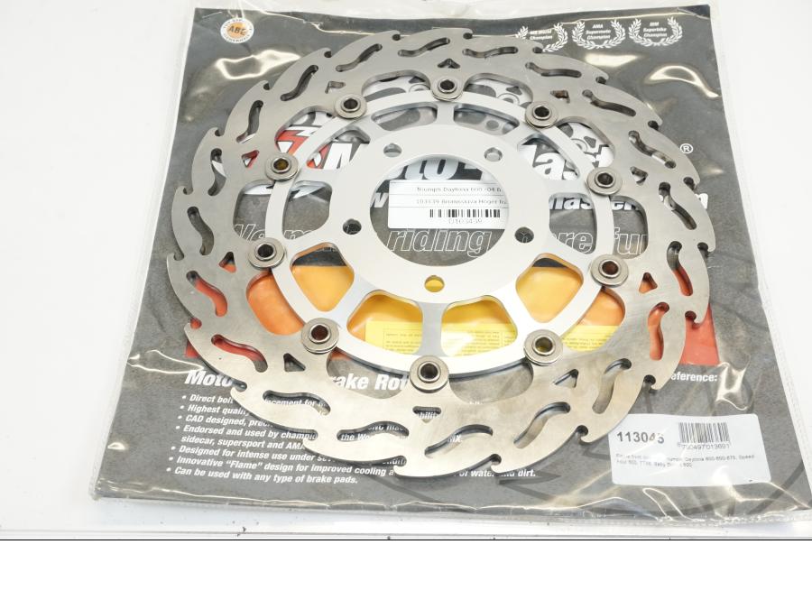 Baksidan på Bromsskiva från en Triumph Daytona 600 -2004 motorcykel.