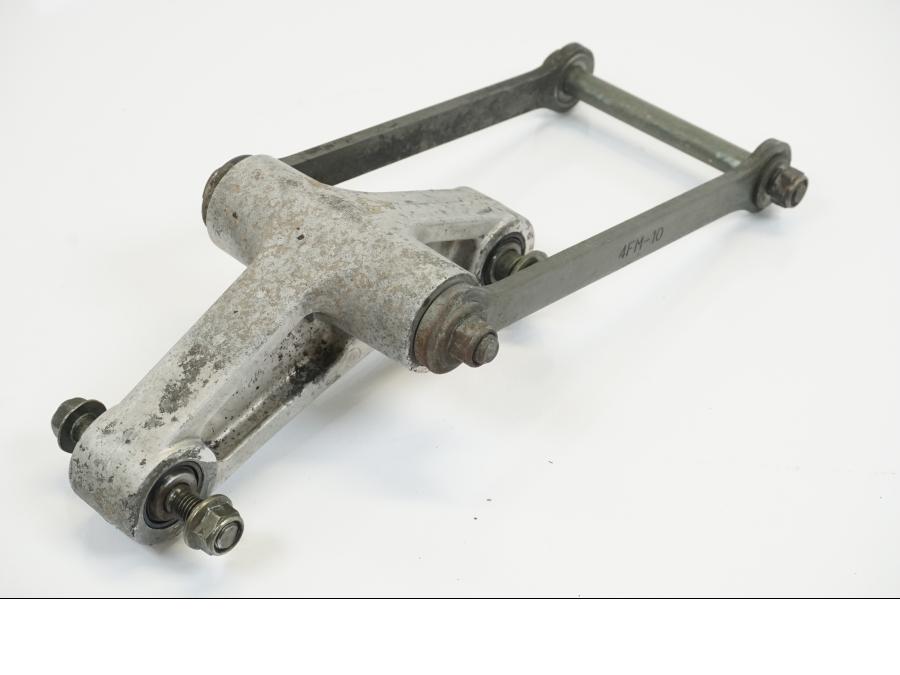 Snett uppifrån på Stötdämparlänkage från en Yamaha TRX 850 -1997 motorcykel.