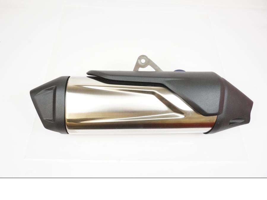 Framsidan på Ljuddämpare från en Triumph Tiger 900 GT Pro -2021 motorcykel.