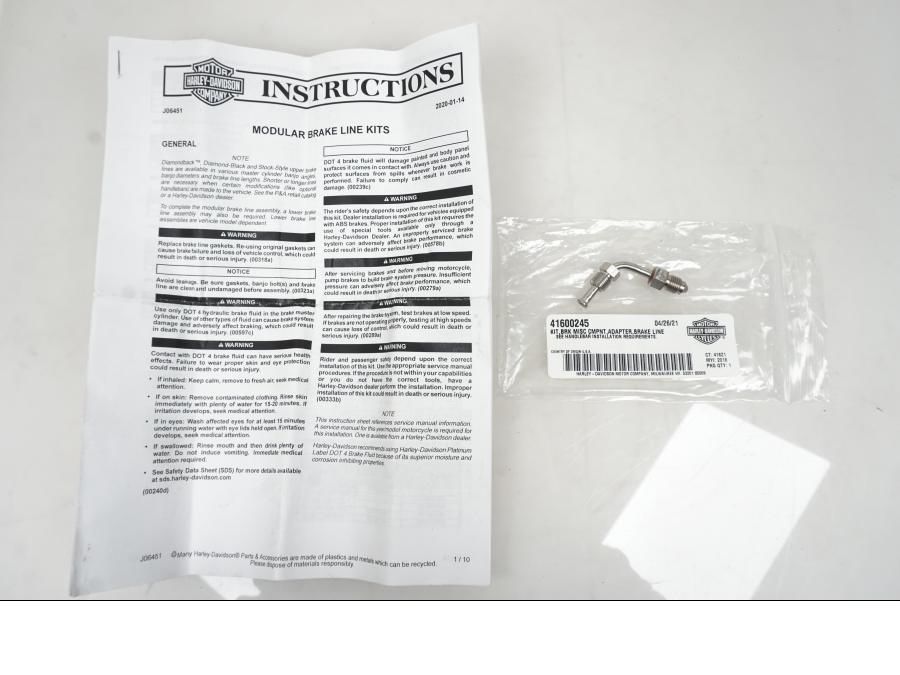 Framsidan på Bromsledning från en H-D Harley diverse -2021 motorcykel.