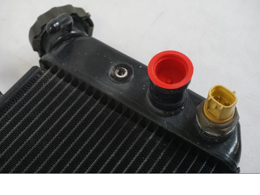 Vänster sida på Vattenkyl från en Suzuki SV 650 S -2005 motorcykel.