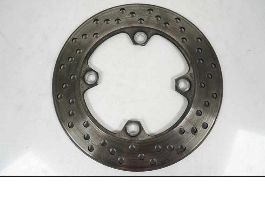 Snett nerifrån på Bromsskiva från en Kawasaki Z 750 -2006 motorcykel.