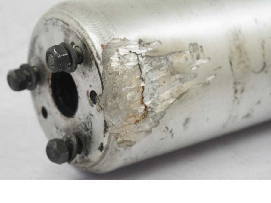 Snett uppifrån på Ljuddämpare från en Aprilia RS 125 -2000 motorcykel.