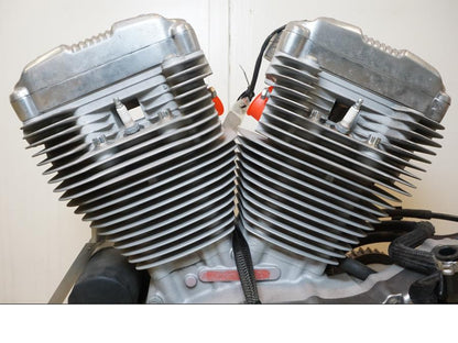 Vänster sida på Motor från en H-D Sportster 883 XL -2007 motorcykel.