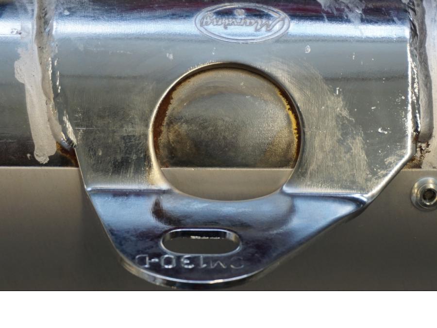 Snett uppifrån på Ljuddämpare Sport från en Suzuki GSX-R 1100 -1997 motorcykel.