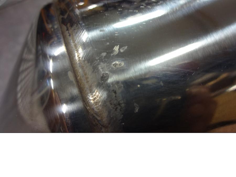 Snett uppifrån på Ljuddämpare från en Yamaha FJR 1300 -2007 motorcykel.