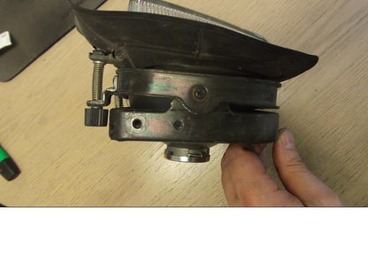 Snett uppifrån på Strålkastare från en Suzuki GSX 750 -1984 motorcykel.