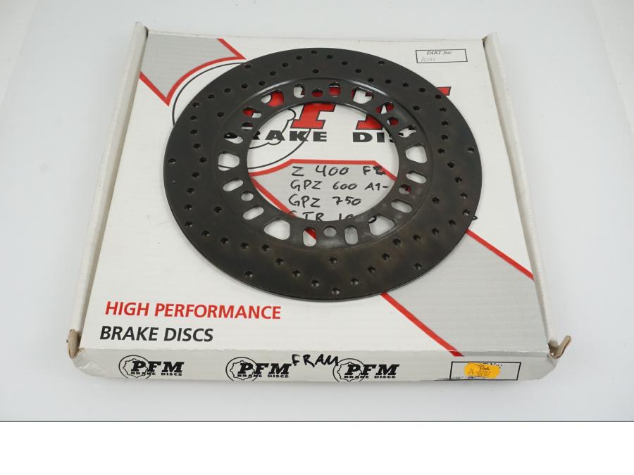 Framsidan på Bromsskiva från en Kawasaki GTR 1000 -1993 motorcykel.