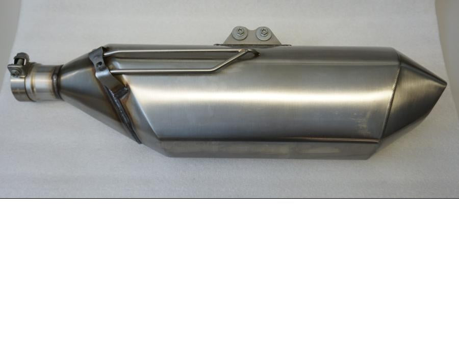 Framsidan på Ljuddämpare från en KTM 690 Enduro -2011 motorcykel.