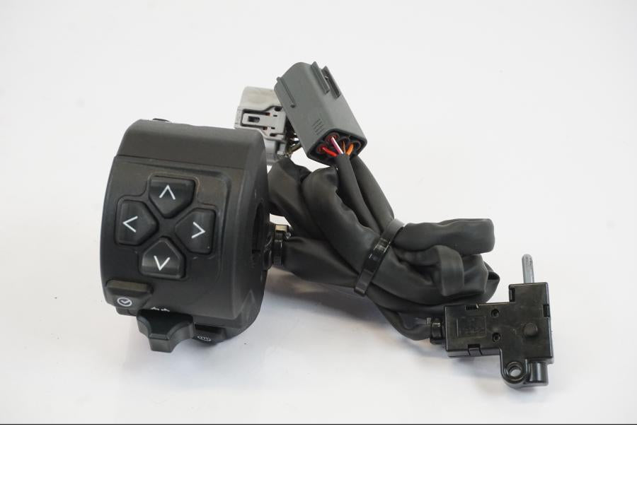 Framsidan på Styrelreglage från en Triumph Trident -2021 motorcykel.