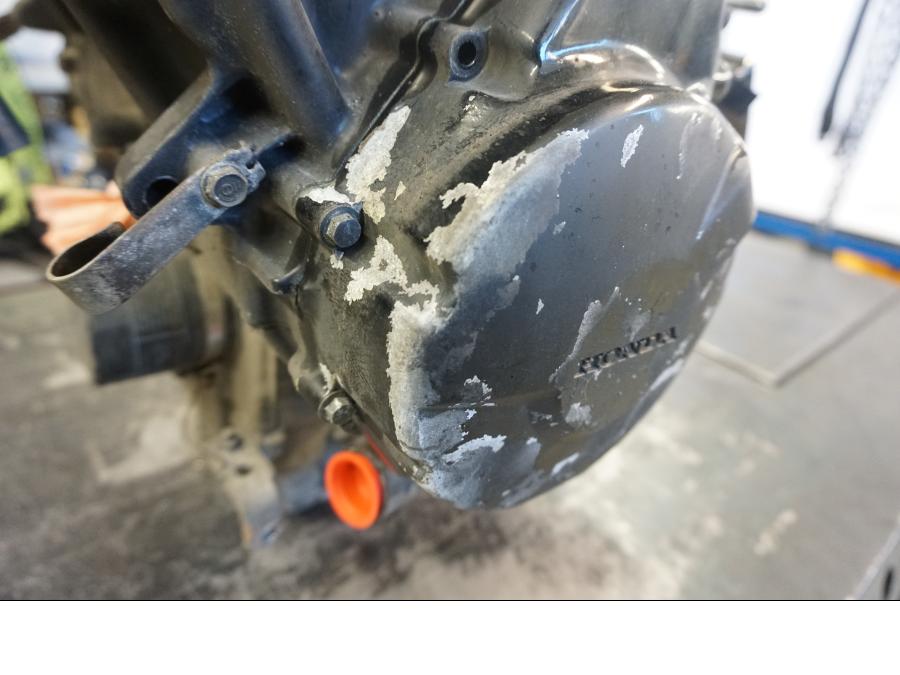 Snett uppifrån på Motor från en Honda CBR 1100 XX -1998 motorcykel.